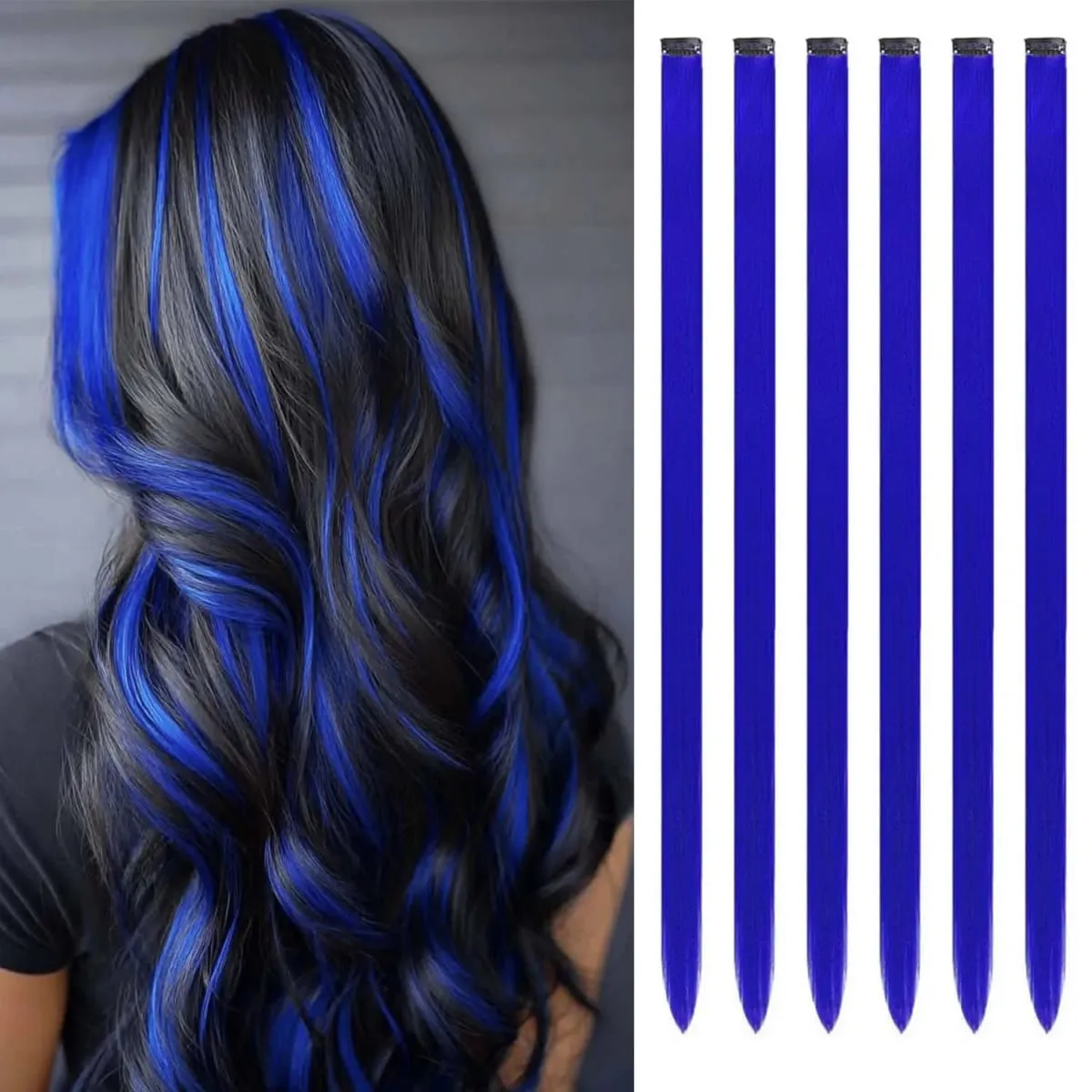 6 pçs extensões de clipe sintético 24 Polegada extensões de cabelo colorido destaques festa longo em linha reta hairpieces para mulheres crianças menina — image 27