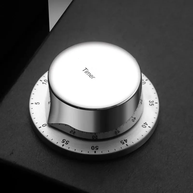 Luxury 304 Stainless Steel Kitchen Timer Magnetic Back Cooking Timing Tool Textured Stopwatch Chronograph for Fitness and Study
