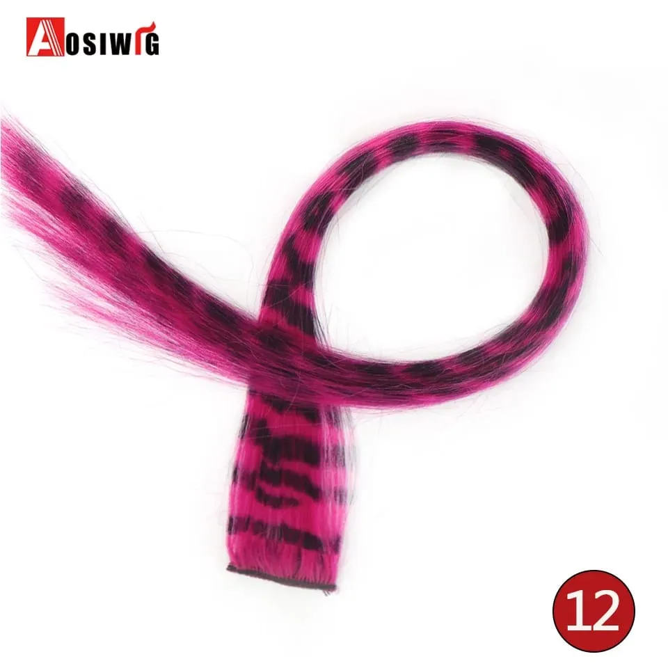 Feather Hair Extensions Purple Red Grey Synthetic Clip In Hair Feather Colorful False Hair Extension Mixed Color Straight Hair — image 17
