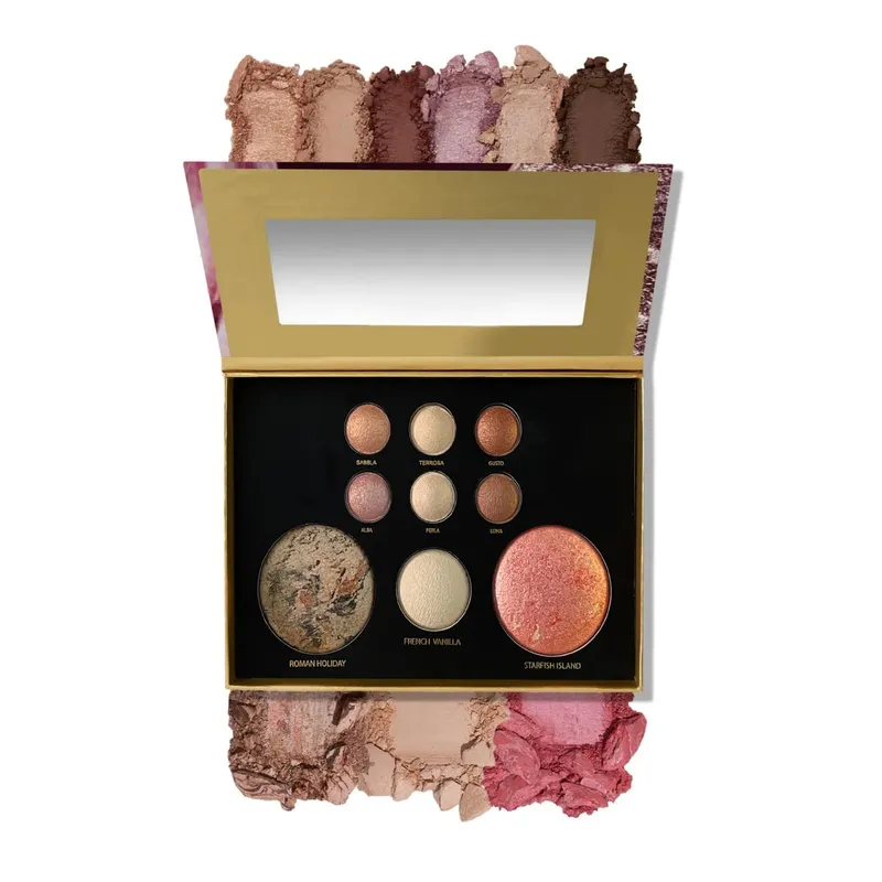 Tuscan Dreams Holiday Baked Starter Kit (4PC)-- Full Face Makeup Palette Foundation with Limited Edition Brushes