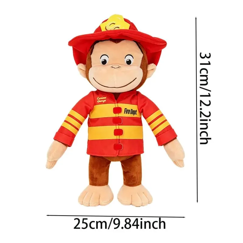 New Anime Fire Dept Firefighter Curious George Plush Cute Baby Curious George Monkey Plush Soft Animals Plushie Pillow Doll Toy
