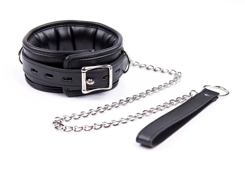 Collar Leather And Iron Chain Link Sponge Filling Bdsm Slave Collars Women Bondage Collar Sex Toys