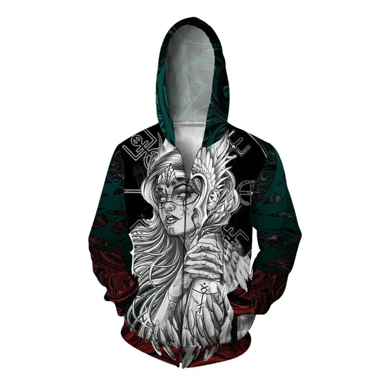 3D-printet Butterfly Eagle Wolf hættetrøje til mænd Dyr Dæmon Grafisk Sweatshirt Fritid Løs lynlås Pullover Komfortable hættetrøjer — image 7