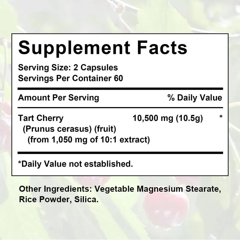 Tart Cherry 10 500 Mg | Maximum Potency | Non-GMO Gluten-Free | Tart Cherry Juice Extract Joint Skin Health — image 7