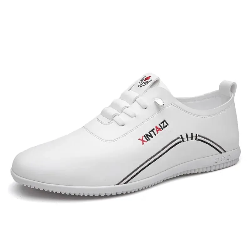 2024 casual men leather shoes Versatile Business White footwear Fashion anti slip comfortable loafers male new lightweight flat — image 5