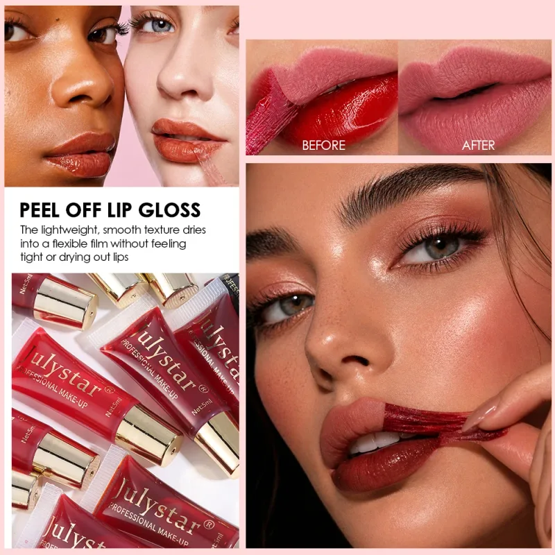 6-color Peel Off Lip Gloss Waterproof Long-lasting Black Red Tear-off Lipstick Liquid Non-stick Cup Moisturizer Lip Stain Makeup — image 5