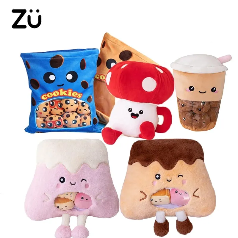 Boba Tea Cookies Plush Toy Cute Fluffy Snacks Plushies Pudding Cake Alien Hug Pillow Birthday Gift Sofa Home Decorative Pillow — image 2