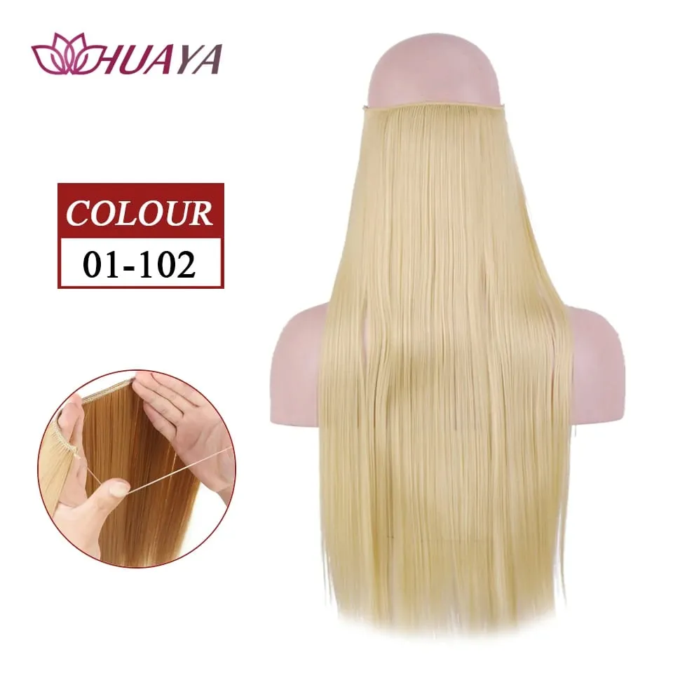 Synthetic Long Straight Invisible Wire No Clips In Hair Extensions Fake Hair Pieces Secret Fish Line Hairpieces For Women — image 13