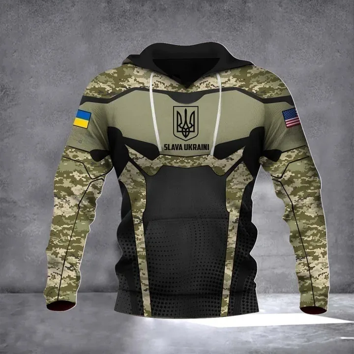 New Ukrainian national emblem Canada Flag Camo printed hoodies 3D Men Women casual pullover military hooded Sweatshirt clothing — image 8