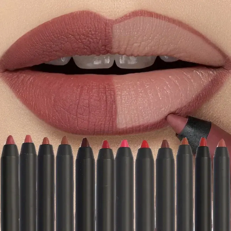 Nude Brown Lip Liner Pencil Lipstick Matte Smooth Waterproof Lipliner Long Lasting Non-stick Cup Lipstick Pen Beauty Cosmetics — image 2