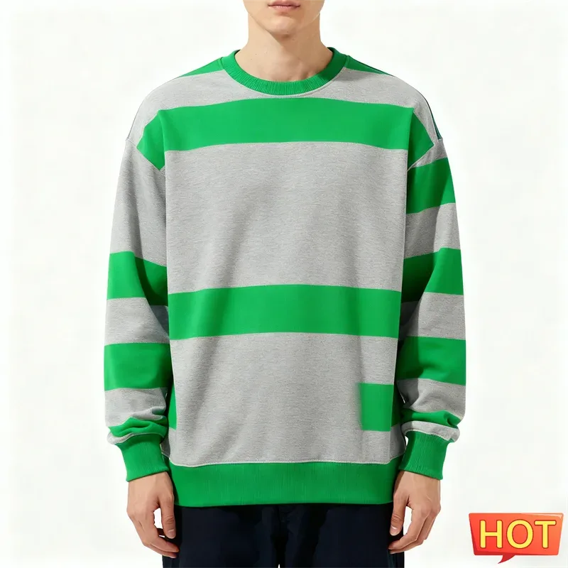 Eenvoudige gestreepte grafische sweatshirts voor heren Mode Trendy lange mouwen 3D bedrukt Lelijk sweatshirt Casual oversized truien Tops