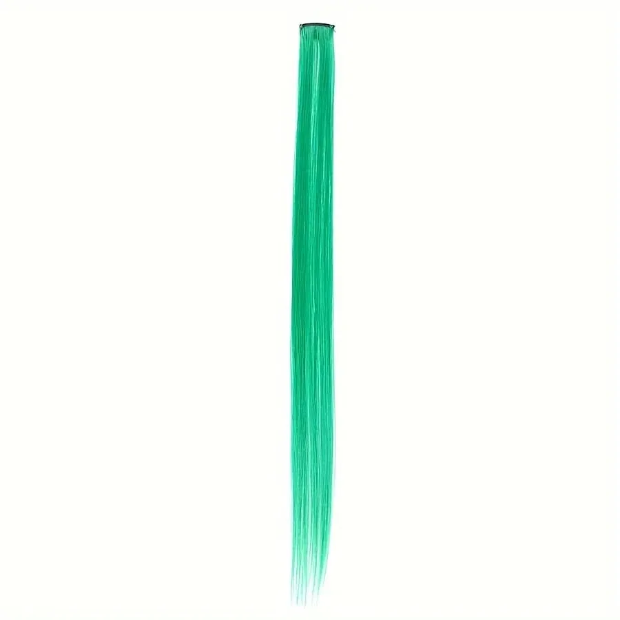Clip in Hair Extensions 22 Inch Colored Hair Extensions Party Highlights Long Straight Synthetic Hairpieces for Women Kids Girl — image 8