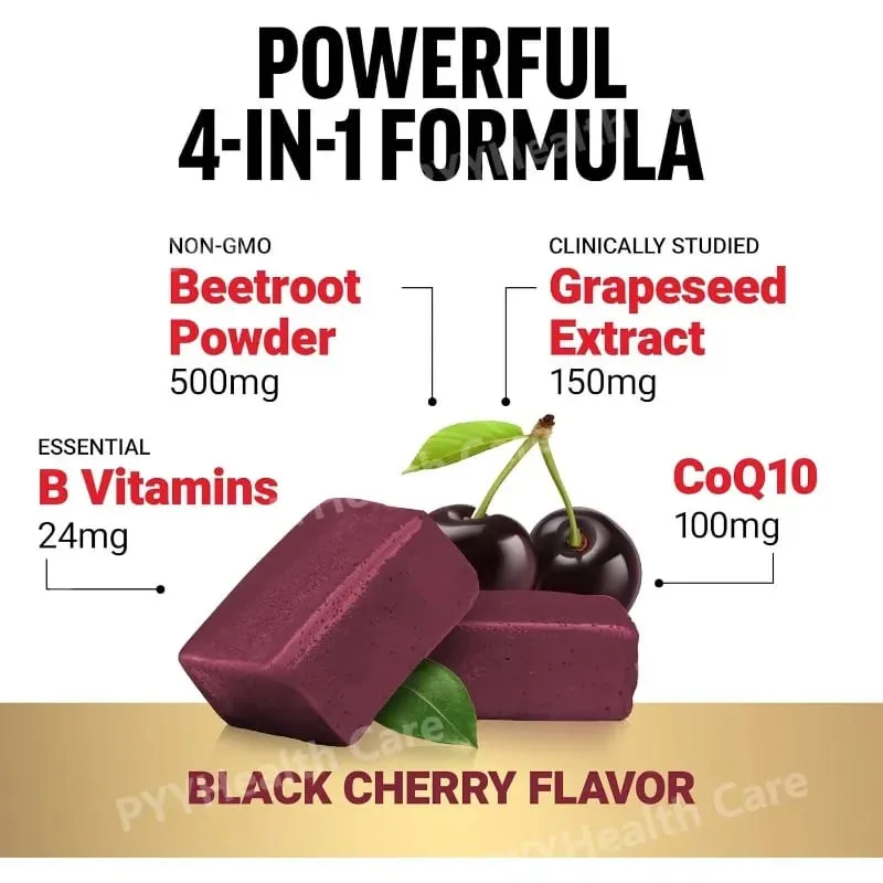 Beetroot Gummies με CoQ10 Βιταμίνες Β Εκχύλισμα σπόρων σταφυλιού Φυτικό Soft Chews Καθημερινό Ενεργειακό Συμπλήρωμα — image 5