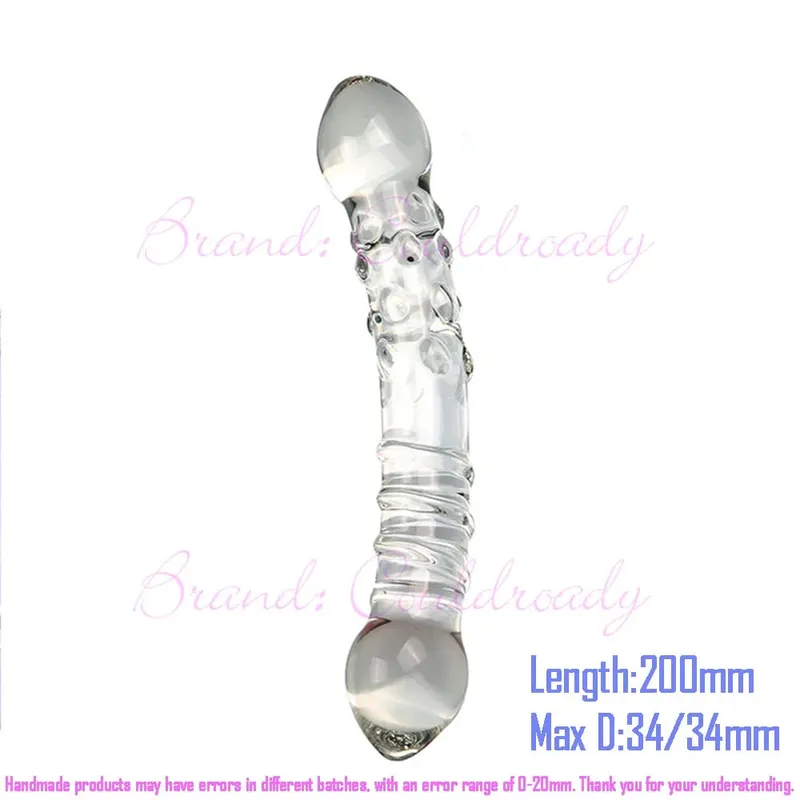 Pyrex Glass Dildo 195x33mm Fake Penis Crystal Anal Beads Butt Plug Prostate Massager G Spot Female Masturbation Toys — image 14