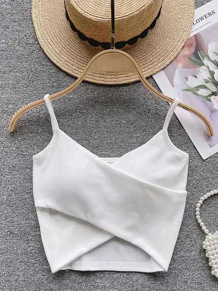 Irregular Casual Sport Camisole Women Strap Design Solid Fashion 2024 Y2K Elegant Ladies Chic Slim Tank Tops — image 17