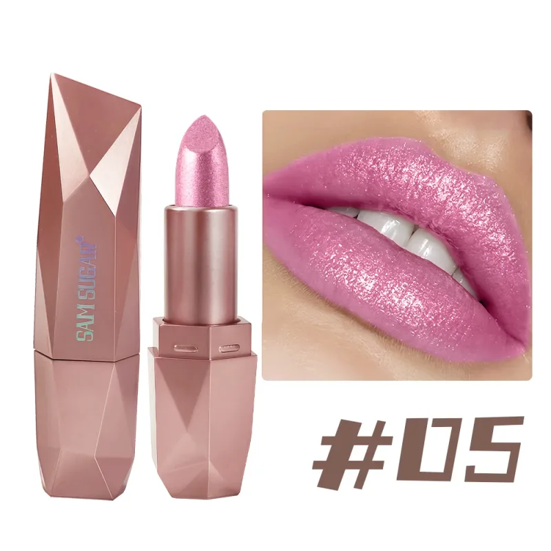 Diamond Glitter Lipstick Long Lasting Waterproof Moisturizing Highly Pigmented Metallic Shine Pearlescent Non Stick Cup Lipstick — image 12