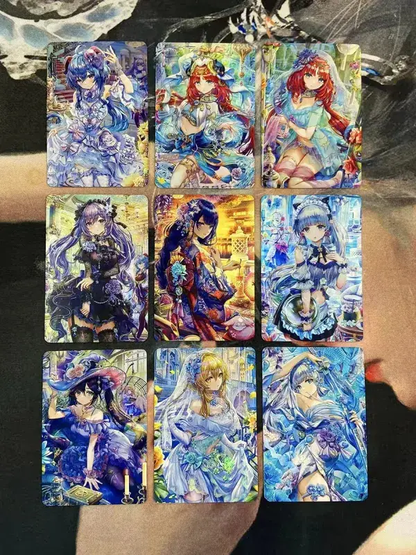 DIY Fanmade ผสม Genshin Honkai Waifu โฮโลแกรมเลเซอร์แฟลชการ์ดเกมซื้อขายสะสม — image 9