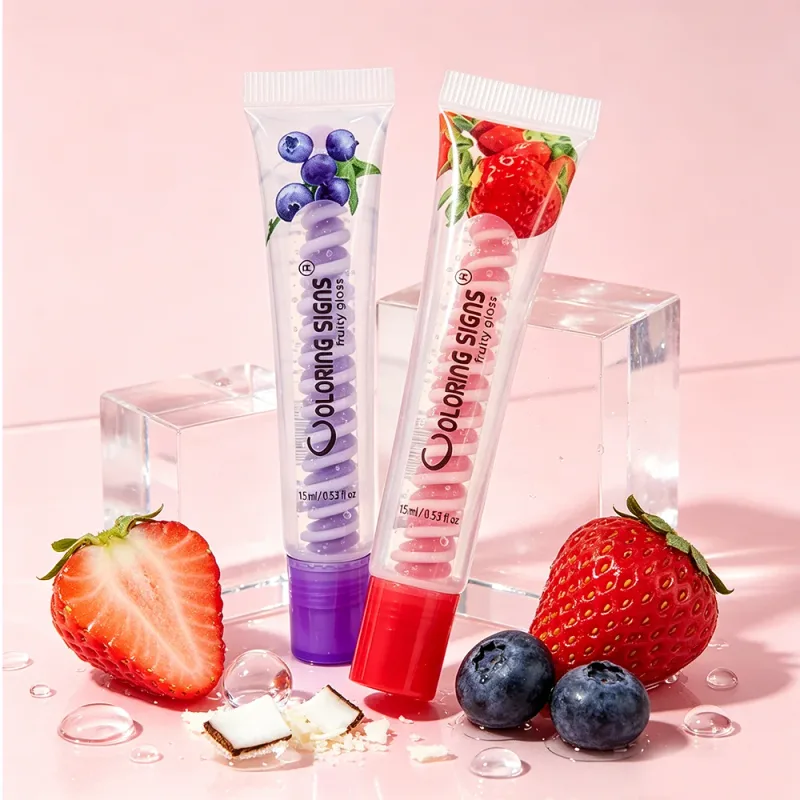 Fruity Lip Gloss Strawberry Blueberry Shiny Lip Oil Moisturizing Plumping Shimmer Lip Makeup Hydrating LipstickFor Girls — image 3