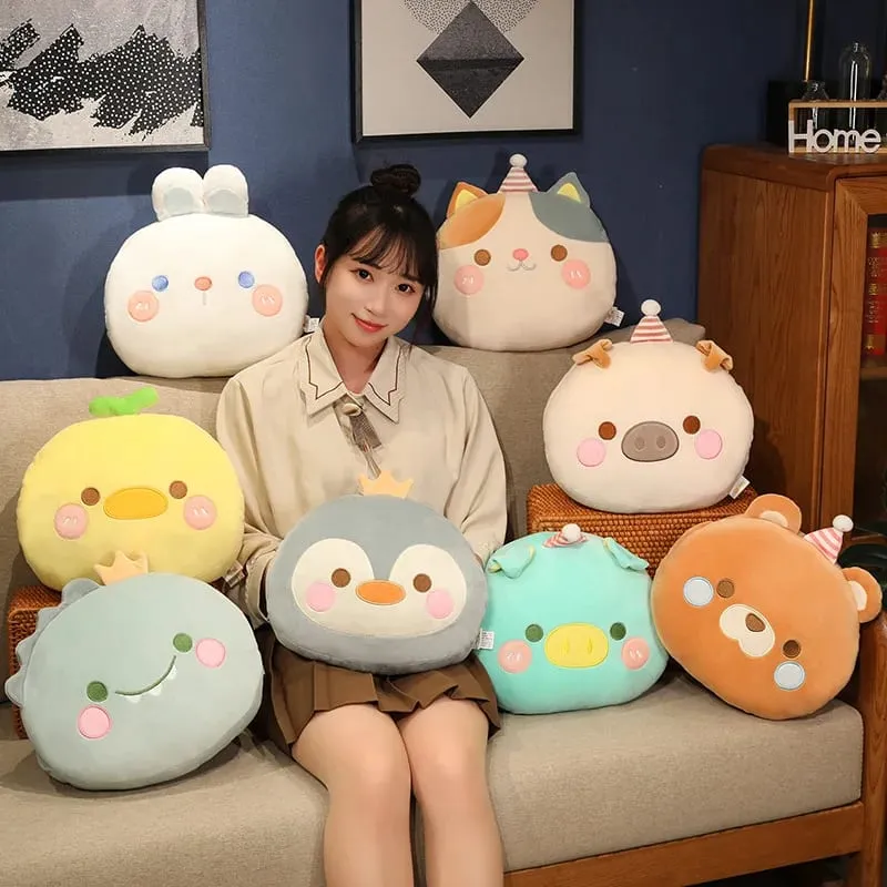 30cm Cartoon Animal Plush Small Pillow Hands Warm Burner Down Cotton Soft Cat Penguin Dinosaur Duck Bear Plushie Peluche Gift — image 2
