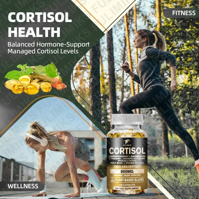 Suplemen Cortisol Holy Basil | Ashwagandha | Rhodiola | Keseimbangan Hormon Berasaskan Tumbuhan L-Theanine - Fokus Mood & Sokongan Tidur — image 7