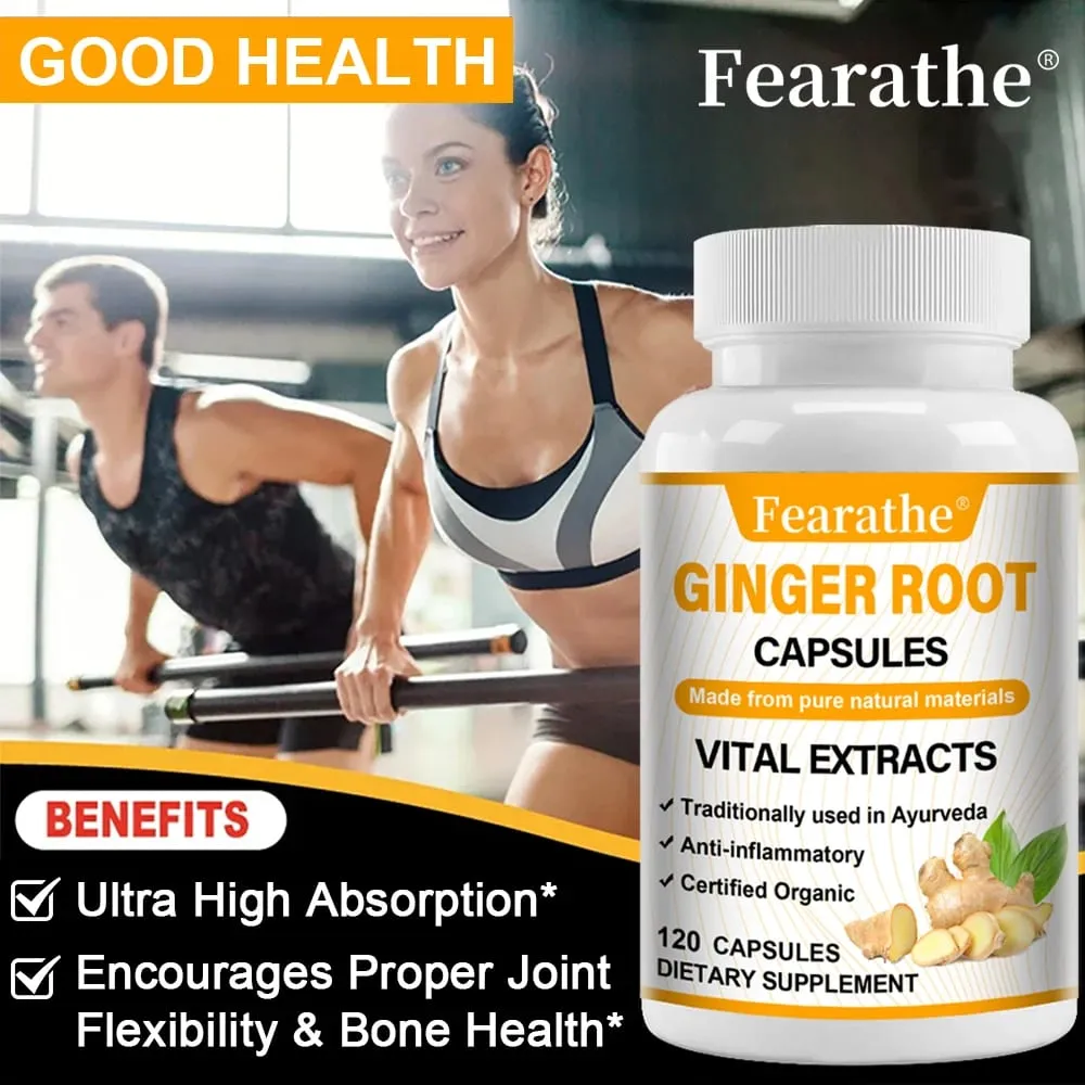 Organic Ginger Root Capsules 1200mg - na may Black Pepper Extract Para sa Joint Health Anti-Inflammation Muscle Immune Health — image 4