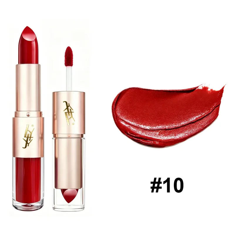 2 IN 1 Dual-End Lipstick & Liquid Lip Gloss High Shine Glossy Lip Color Long Lasting Waterproof Bold Lip Makeup