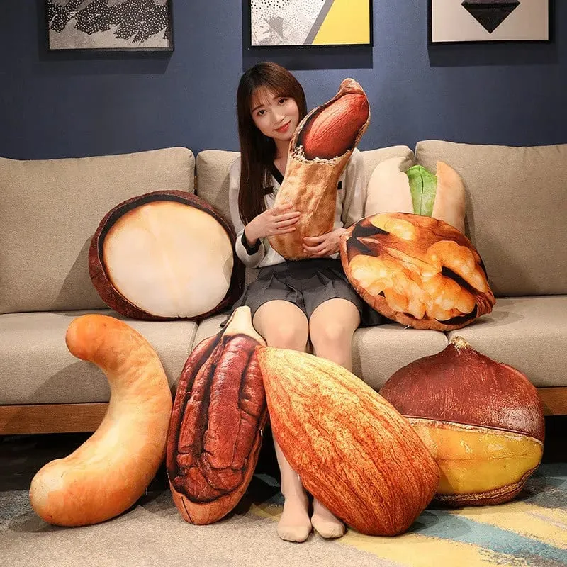 Simulational Nut Plush Pillow Creative Chestnut Plush Toy Funny Pecan Walnut Pillow Cushion Home Decor Kids Toy Birthday Gift — image 3