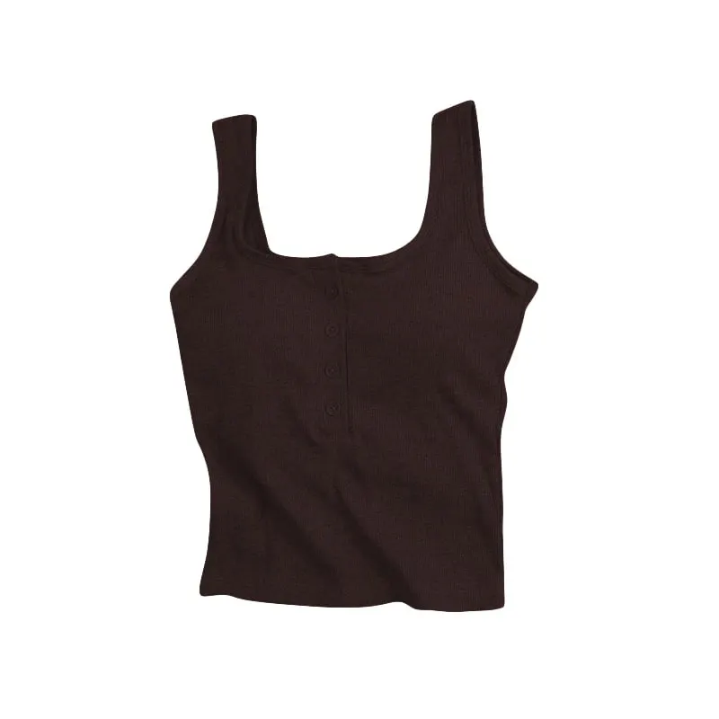 Women's Solid Color Spaghetti Straps Sleeveless Slim Camisole with Chest Pad Summer Wear Outside Female Short Tops Vests — image 13