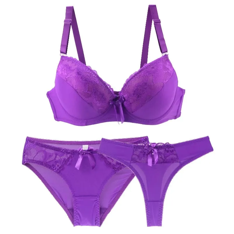 2025 New Sexy Bras Set Embroidered Lace Push Up 2 Piece Underwear For Women Plus Size White Black Beige Blue Red Purple Lingerie — image 5