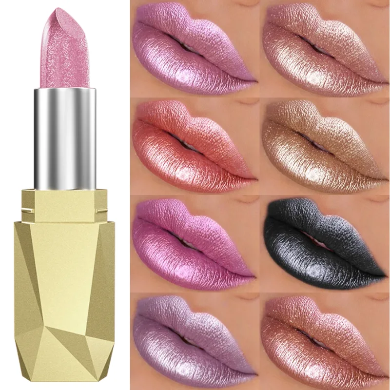 1PC glitter metallic lipstick finish hydrating 19 colors red pink sparkling highly pigmented lip tints lips makeup gifts cosmet — image 5