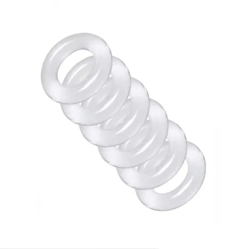 Male 6pcs 1 set Silicone Penis lock Cock Ring bondage Erection Delay Ejaculation Reusable Enlargement ball stretcher Sex Toy Men — image 1