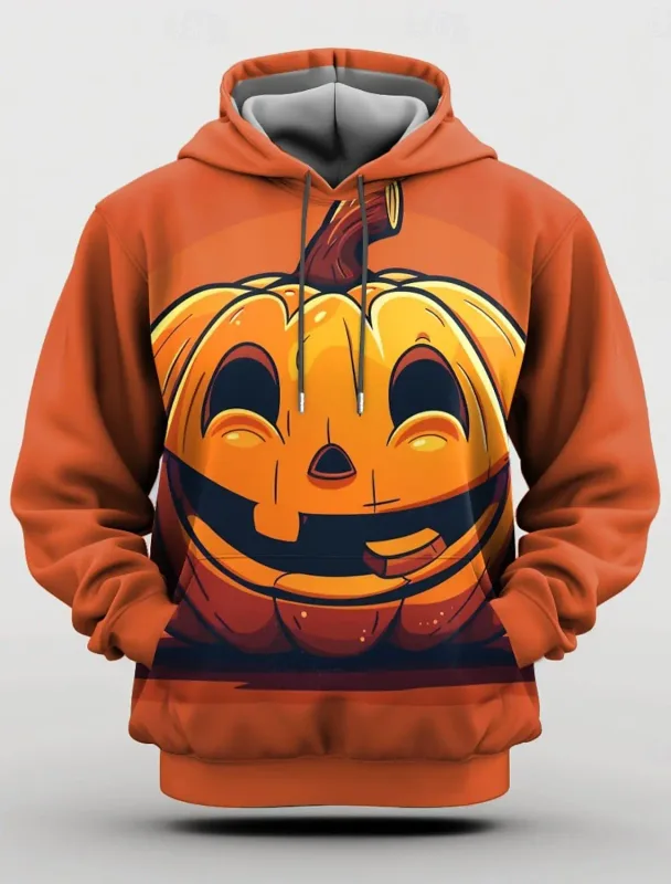 Halloween Men's Graphic Hoodie Pumpkin Prints Classic Casual 3D Pullover Holiday Fashion Hoodies Thin Style Long Sleeve Hooded — image 24