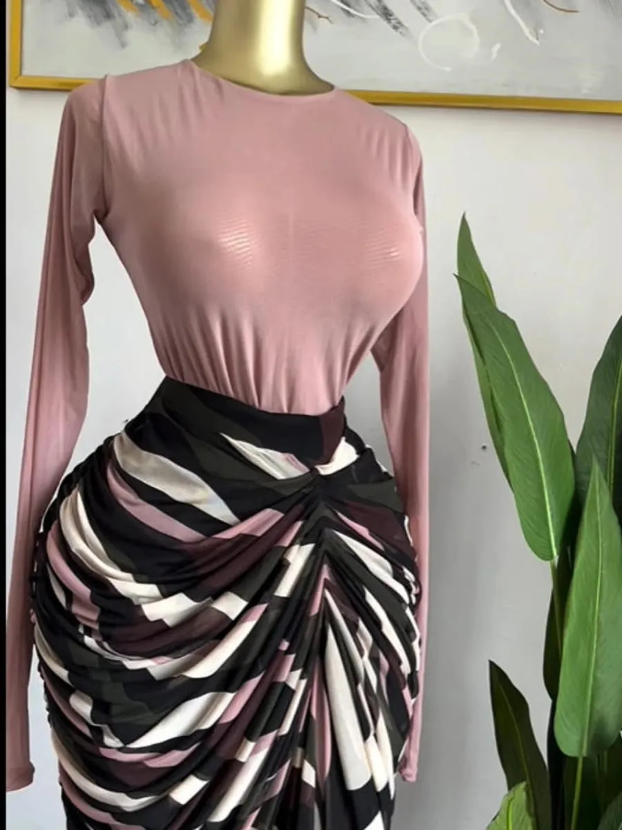 ซม.YAYAผู้หญิงTie DyeลายPatchworkซ้อนRuched Bodycon Midi Maxiชุดยาวฤดูใบไม้ร่วงฤดูหนาวการศึกษาวันหยุดพรหมชุด — image 3