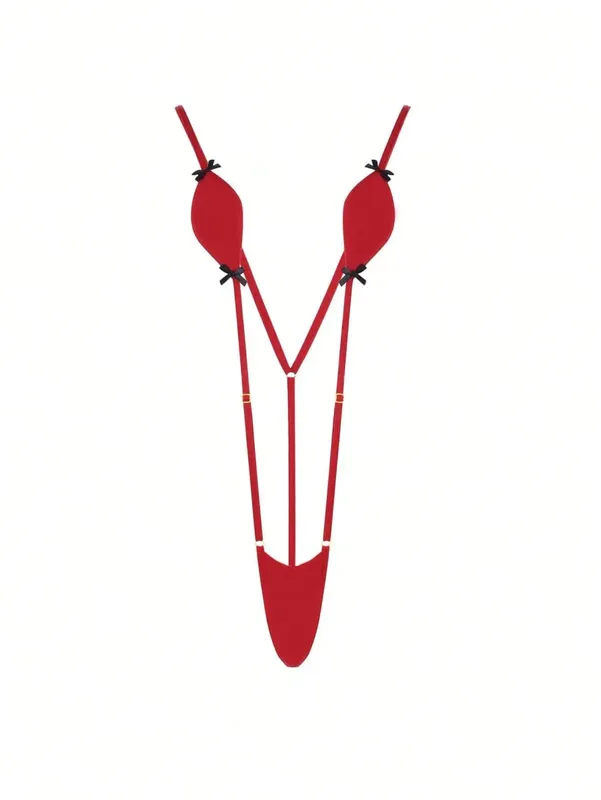 Mini-Bikini Sexy Lingerie Suspenders Jumpsuit Added An Adjustable Belt Featuring Kawaii Bow-Knot Erotic Swimsuit — image 9