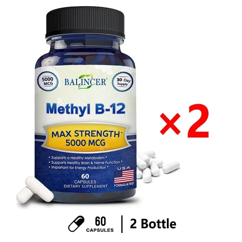 Vitamin B12 - 5000 MCG Supplement -Benefits Brain & Heart Function Supports Memory Learning Helps Boost Natural Energy