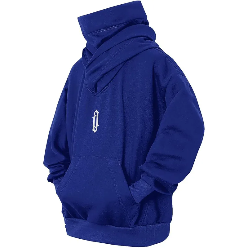 Felpa a collo alto con ricamo Felpa oversize Y2K Uomo Donna Felpa con cappuccio Ninja giapponese Autunno Hip Hop Tasca in pile Streetwear