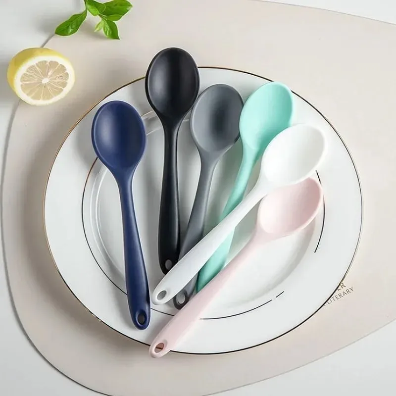 3pcs Silicone Spoon Mixing Soup Spoons Kitchen Mixing Ladle Cooking Utensils Kitchenware Tool for Stirring and Serving — image 1