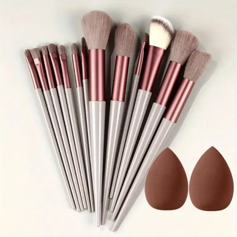 13Pcs Soft Fluffy Makeup Brushes Set for Cosmetics Foundation Blush Powder Eyeshadow Kabuki Blending with Makeup Sponge Egg