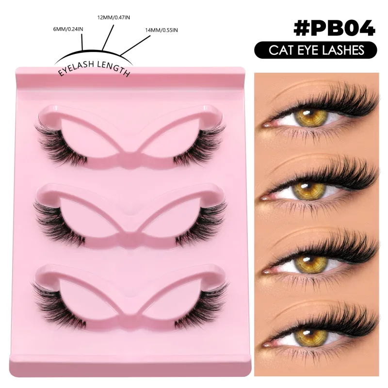 Halve vipper Cat Eye øjenvipper Naturligt udseende Piskede falske vipper Faux Mink vipper Klart bånd Naturlig falske vipper Makeup — image 8