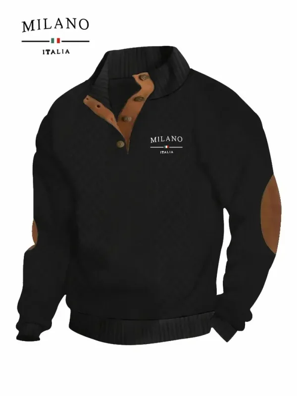 Henry Hoodie ลวดลายมิลานของอิตาลีเป็นเสื้อสวมหัวสำหรับฤดูใบไม้ร่วงและฤดูหนาวของผู้ชายที่อบอุ่นนุ่มนวลและเป็นมิตรกับผิวหนัง — image 1