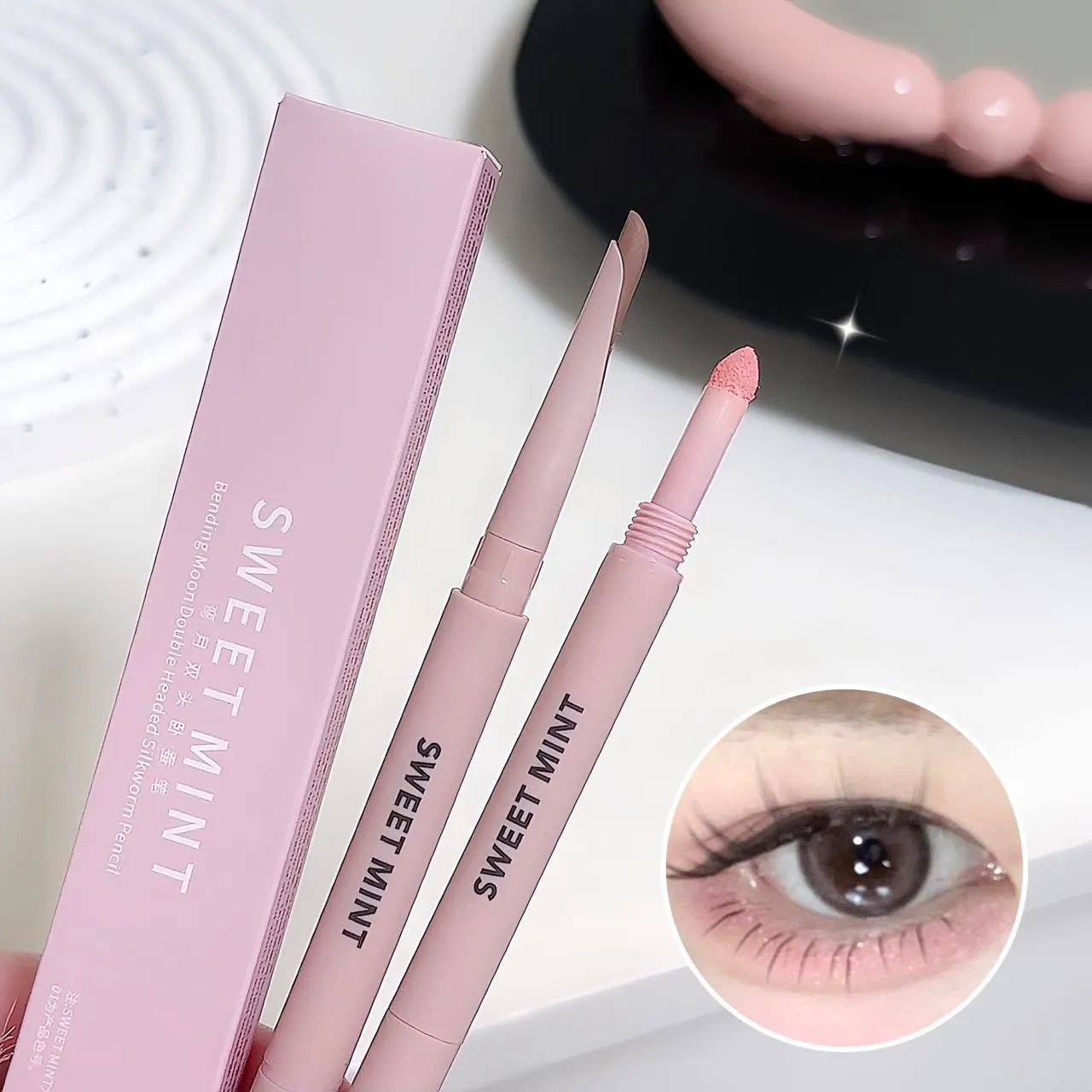 Sweetmint Meniscus Double-ended Silkworm Eyemakeup Highlight Naturally Brightening Long-lasting Eye Makeup Two-in-One — image 1