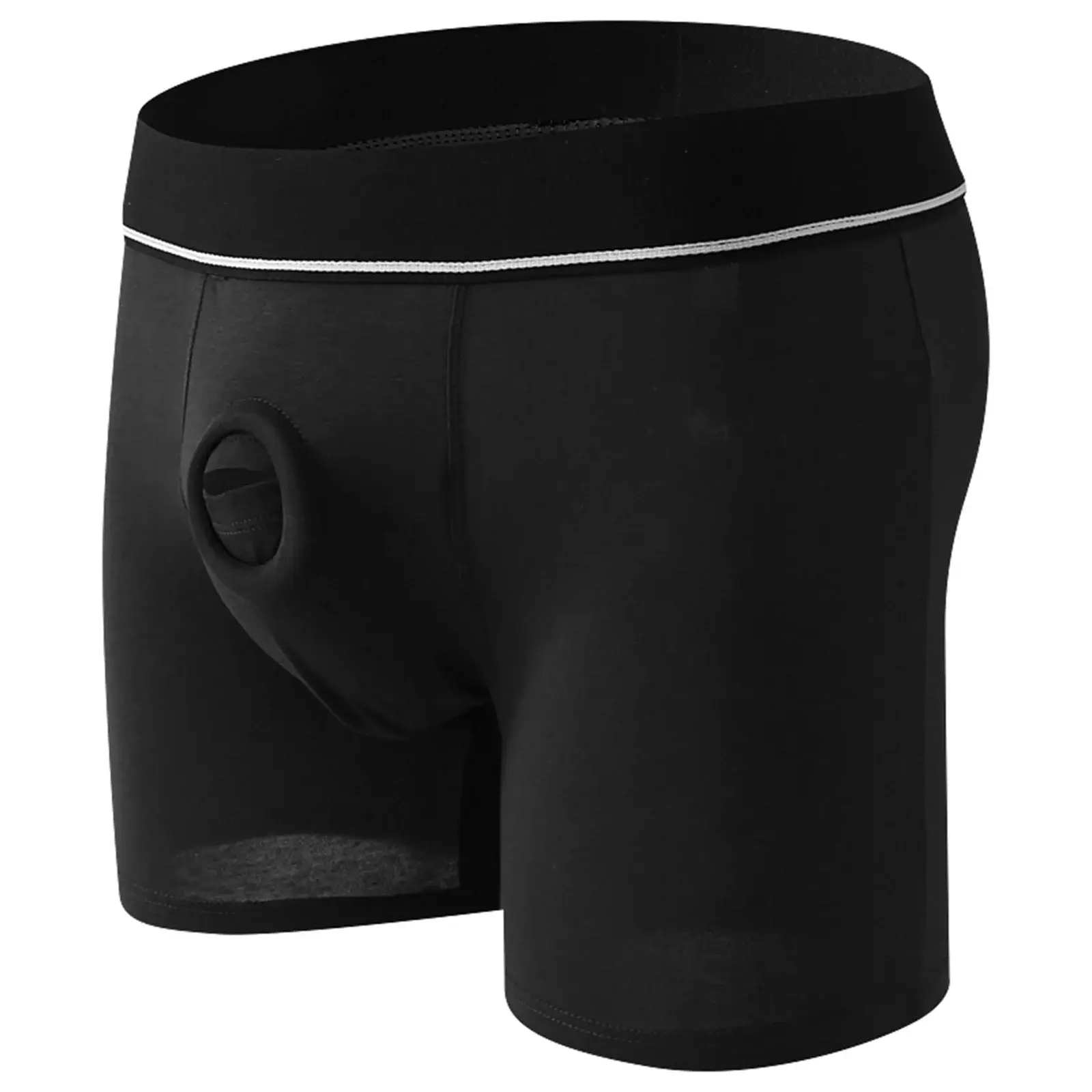 Cock Ring Männer Sexy Jock Loch Boxer Cockring Mann Shorts Unterwäsche Baumwolle Höschen Offene Tasche Unterhose Lange Boxershorts — image 1