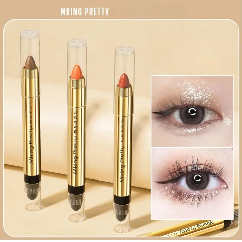 6color Eye Shadow Pen Eye Makeup Lying Silkworm Pen Double-ended Highlight Pen Eye Shadow Stick Women's Micro-pearl Matte Makeup