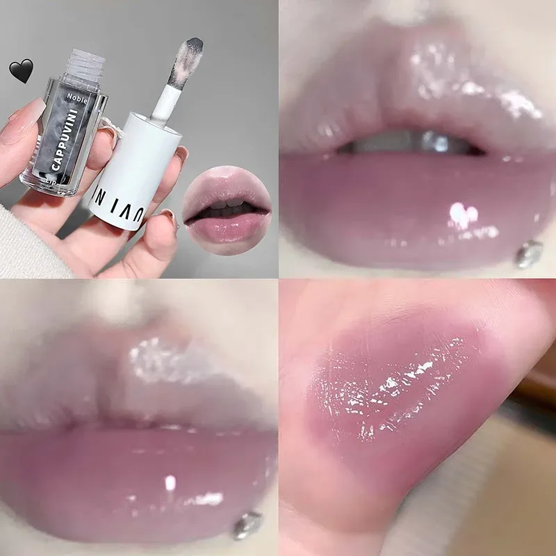 Clear Transparent Grey Purple Lip Gloss Hydrating Drying Lips Mirror Lip Glaze Tint Plumper Moisturizing Crystal Lip Oil Makeup — image 3