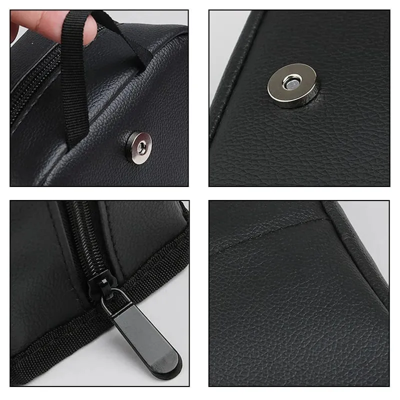 Leather Makeup Brushes Storage Bag Stand-up Makeup Brushes Organizer Bags Large Capacity Foldable Comestic Tool Bags With Zipper — image 6