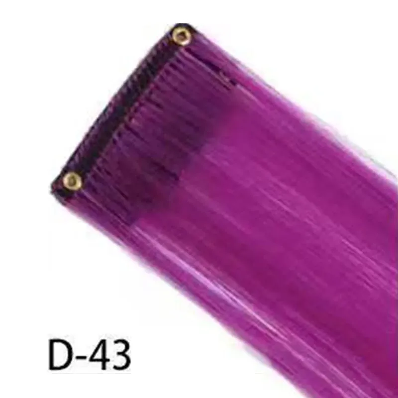 Synthetic 10Pcs colorful Hair Extensions Clip in Colored Party Highlights Extension for Kids Girls Long Straight Hairpiece — image 37