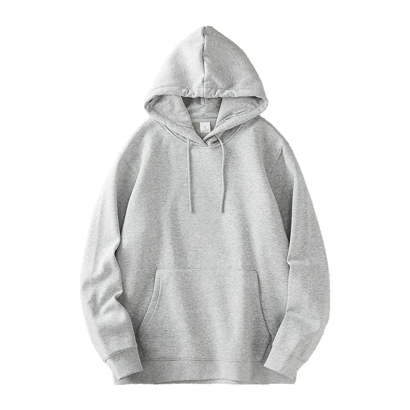 Casual Hooded Shirt for Men Winter Ticken Solid Color Loose Basics Fleece Hoodies Long-Sleeve Sweatshirt Men's Clothing — image 7