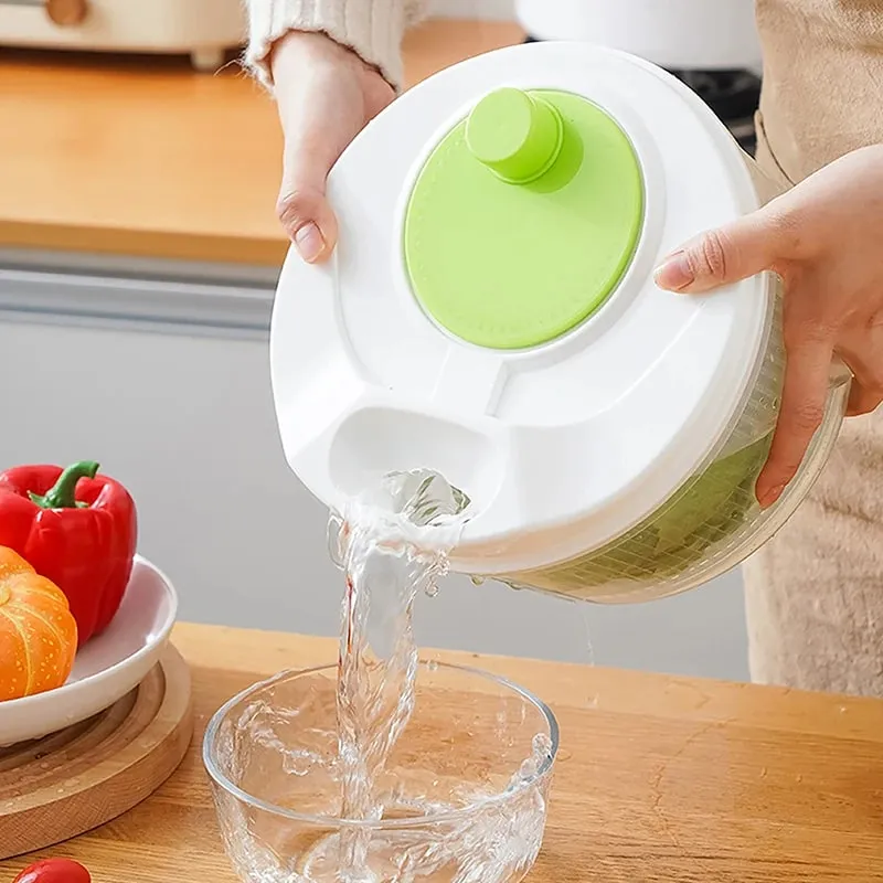 Vegetable Spinner Salad Dryer - Manual Lettuce Centrifuge for Kitchen Fruit & Veggie Washing Basket with Drain Function