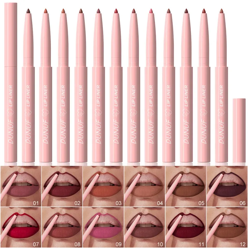 12 Color Matte Lip Liner Pencil Set Waterproof Smudge Proof Long Lasting Vegan Cruelty Free Lipstick Makeup Kit