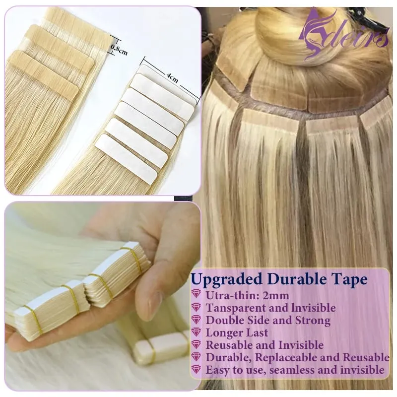 High Quality Tape in Human Hair Extensions Natural Straight Remy Hair Seamless Invisible 14"-22" 100% Real Hair End Thick